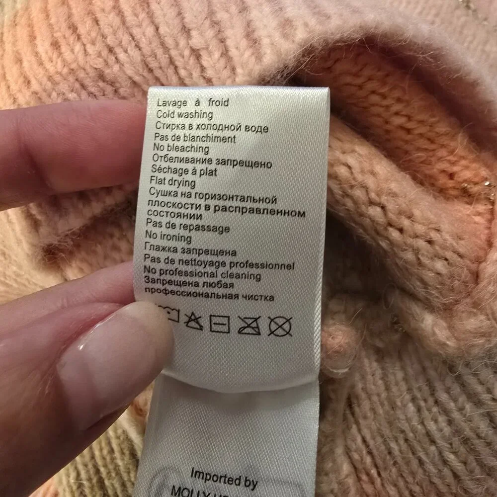 Molly Bracken Pink Peach Striped Crew Neck Sweater - Picture 13 of 14